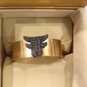 Fendi cuff/bracelet - gold with white/clear rhinestones